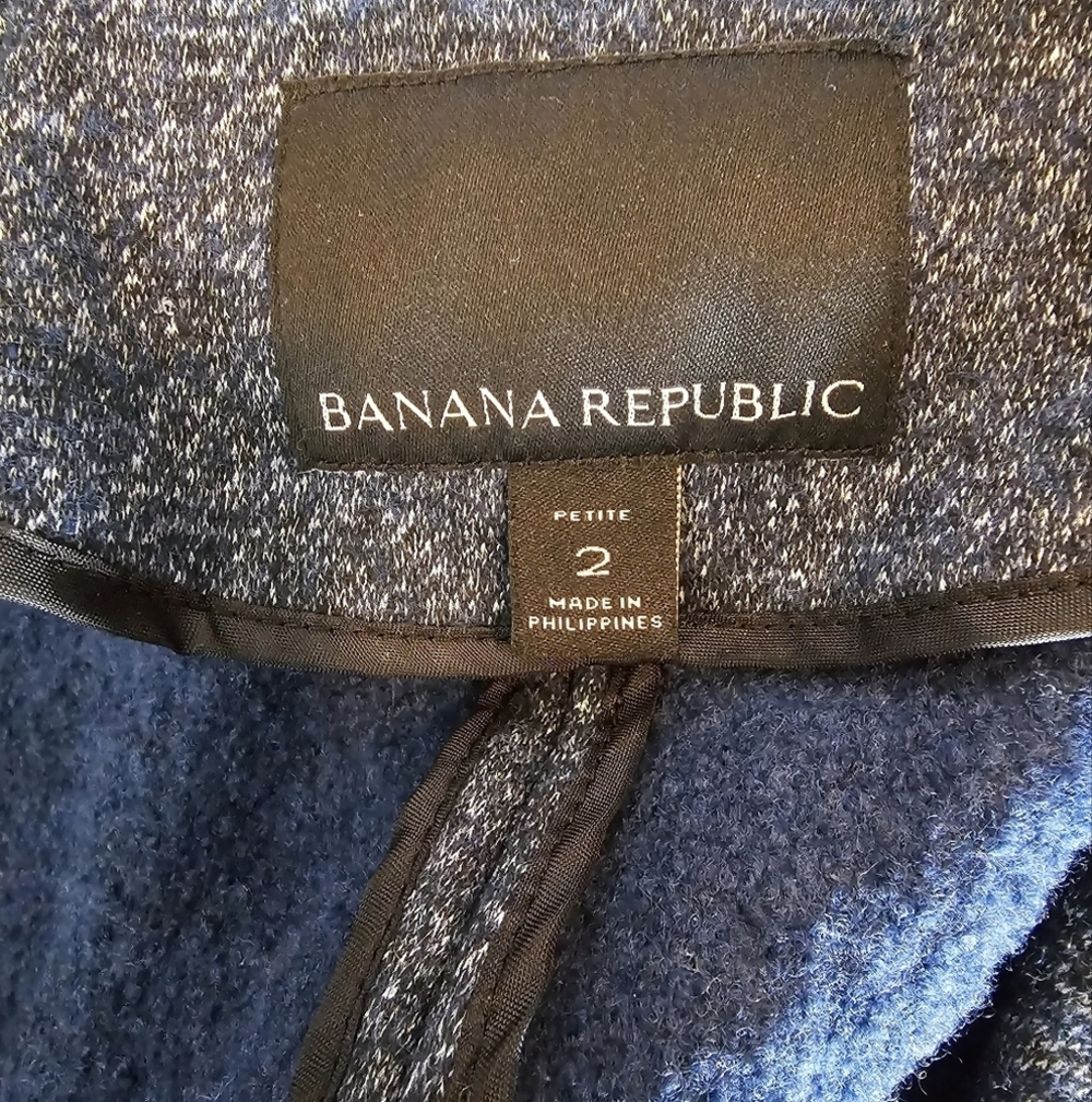 Banana Republic Wool Casual Blue Blazer Jacket 2 Petite Preowned - Picture 8 of 9